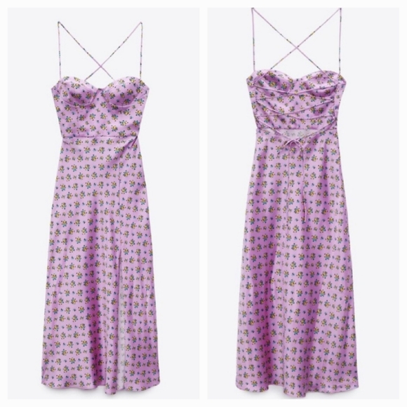 NWT Zara Floral Purple Corset Dress, Size M - Picture 11 of 14